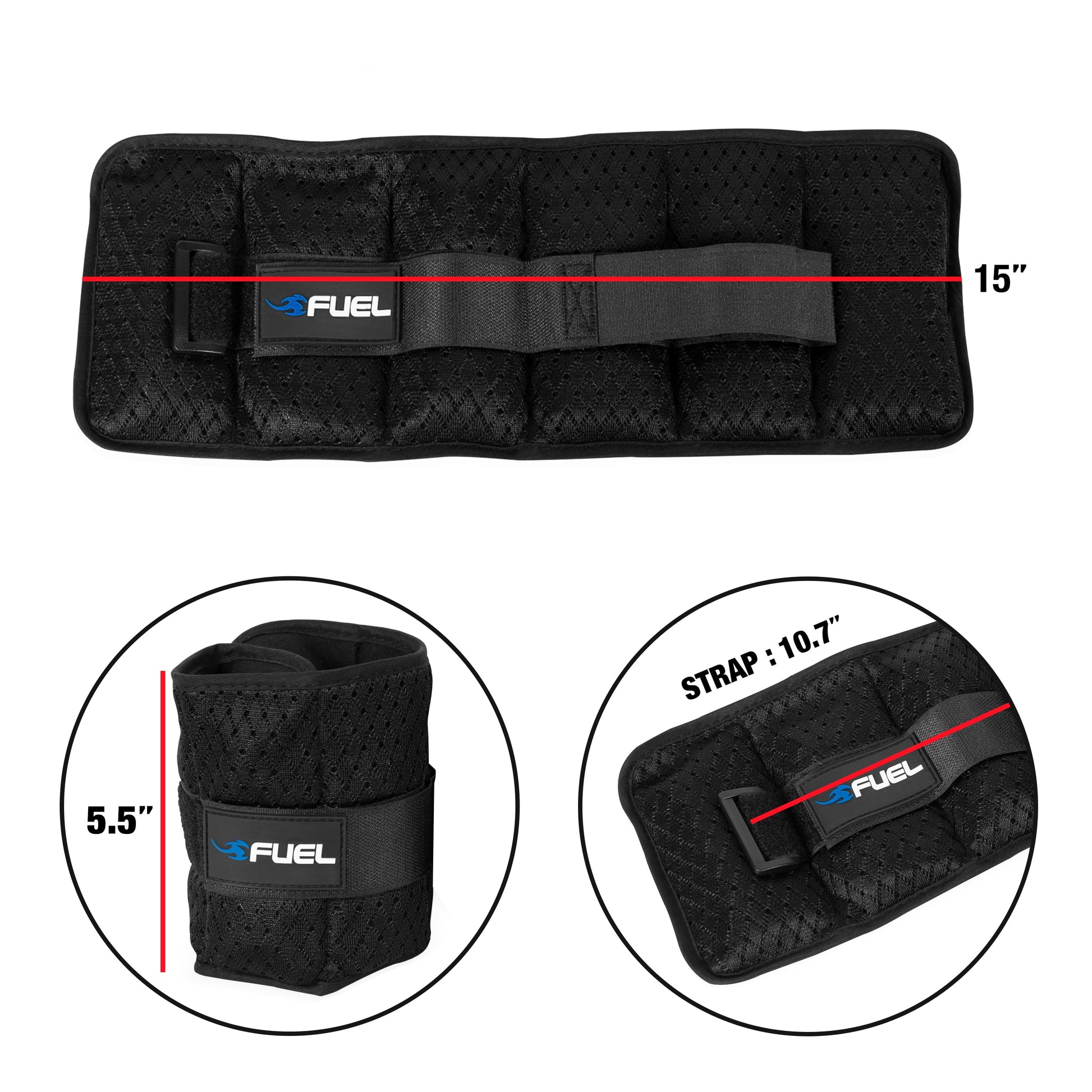 Fuel Pureformance Adjustable Wrist/Ankle Weights, 2.5-Pound Pair (5 Lb Total)